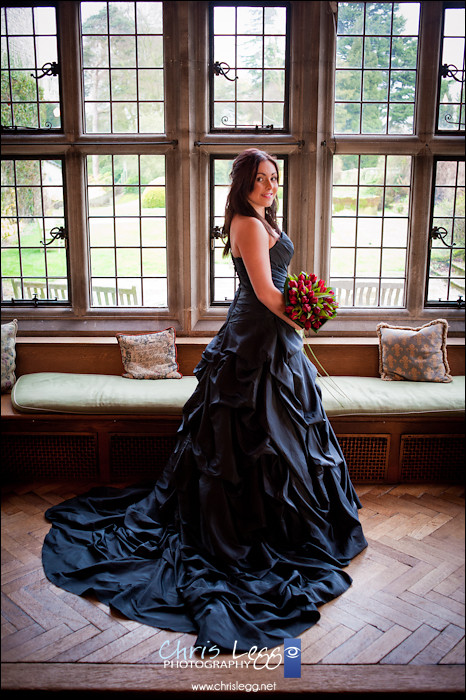 Bridal Portrait in front of leaded window