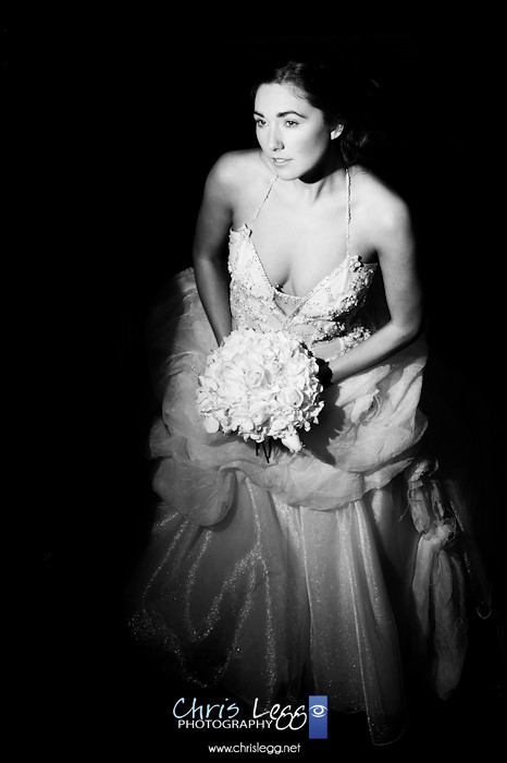 Flash lit bridal portrait