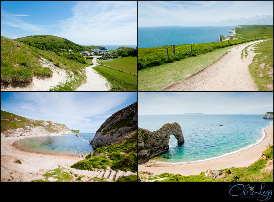 Collage of Durdle Door and the Coastal Path