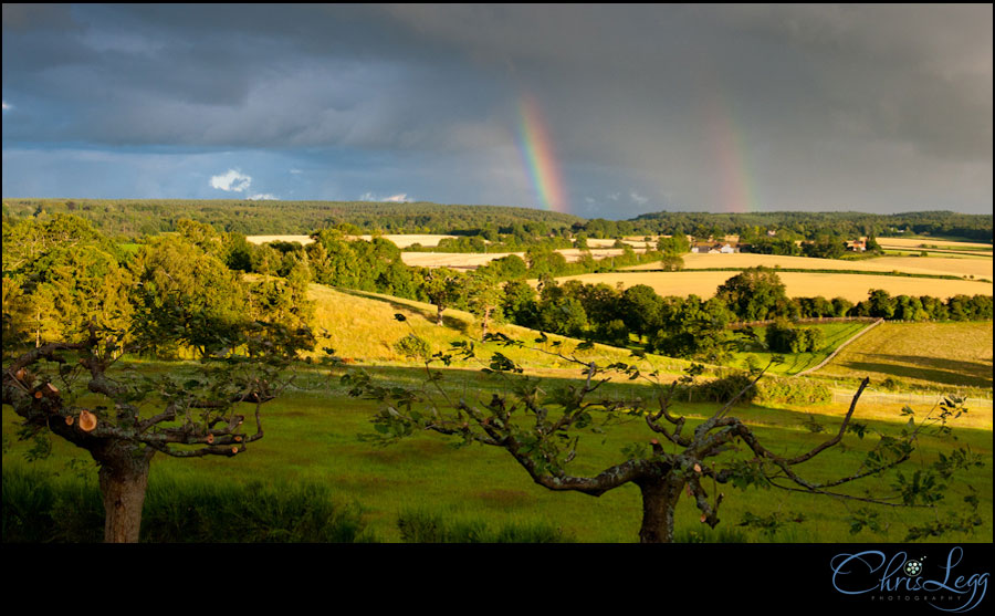 A stunning rainbow at a wedding at Burrows Lea Country House in Surrey