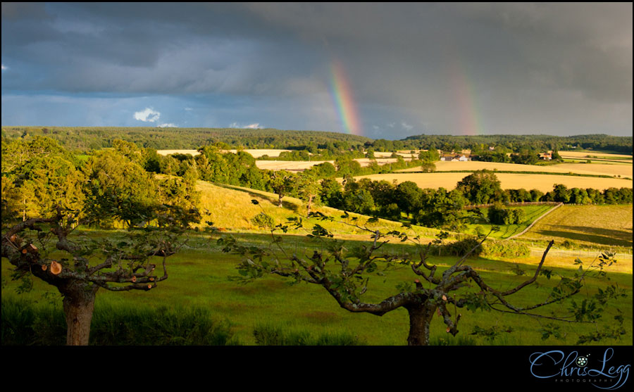 A stunning rainbow at a wedding at Burrows Lea Country House in Surrey