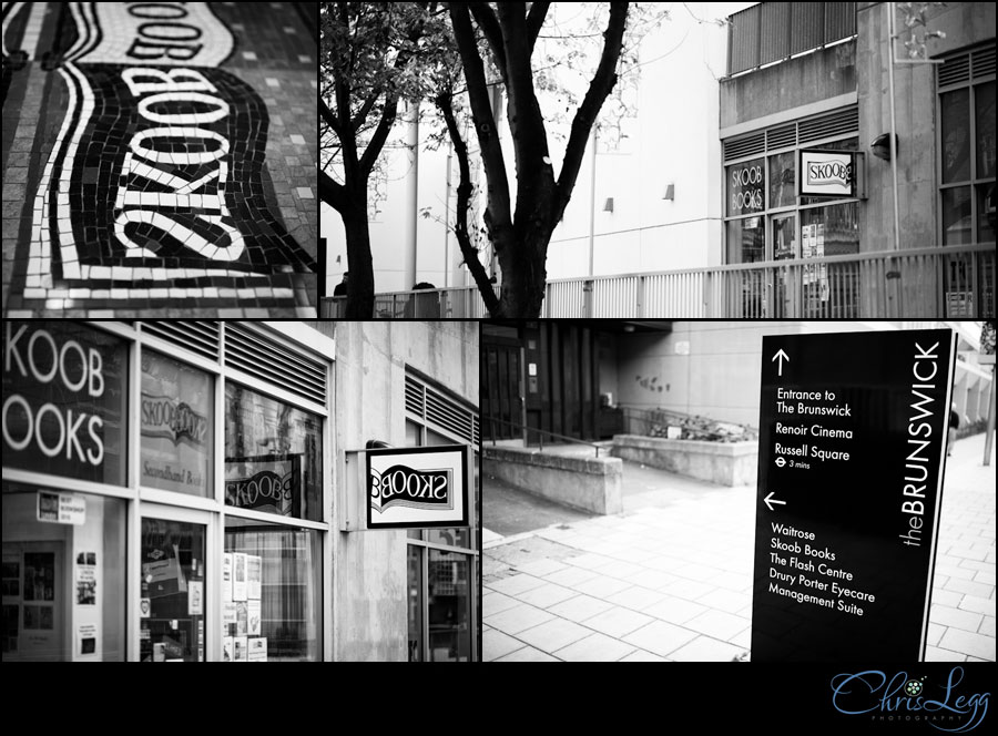 Collage of external shots of Skoob Bookstore in London