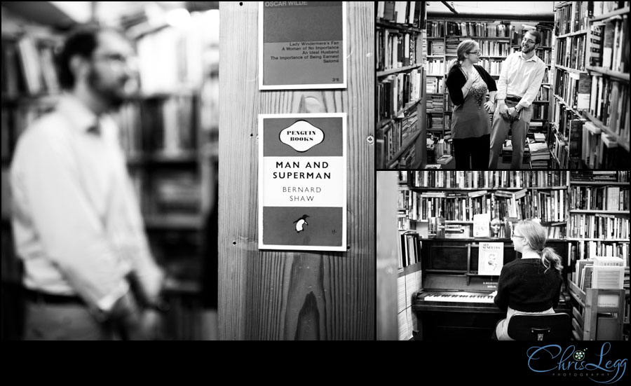 Engagement shoot in Skoob Bookstore, London