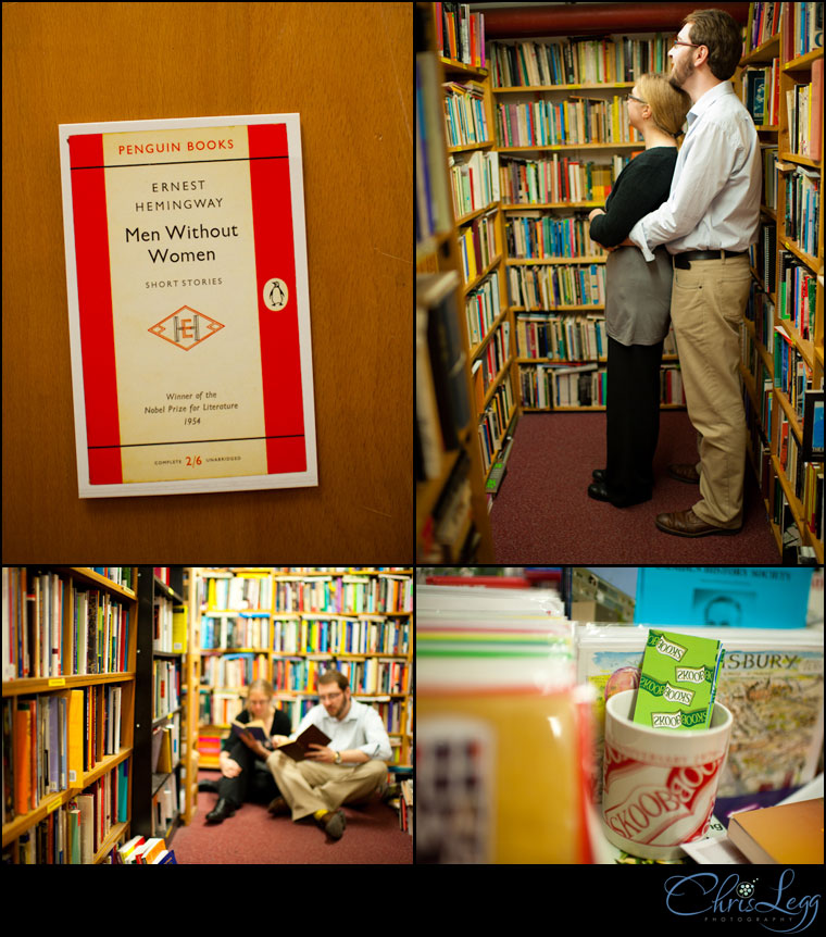 Photos from an Engagement shoot in a bookstore in London