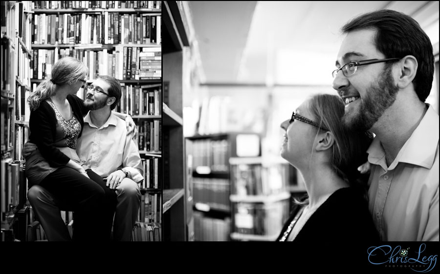 An engagement shoot in a London bookstore