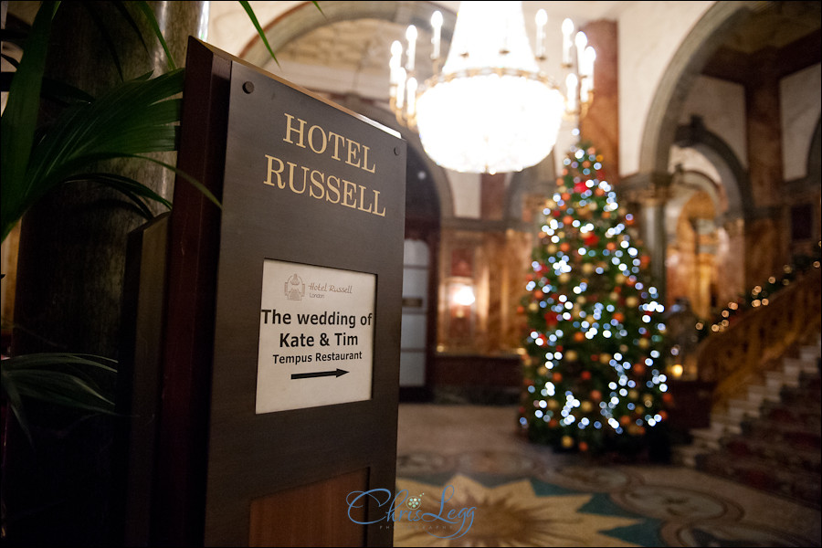 A Christmas Themed Wedding at the Hotel Russell in London