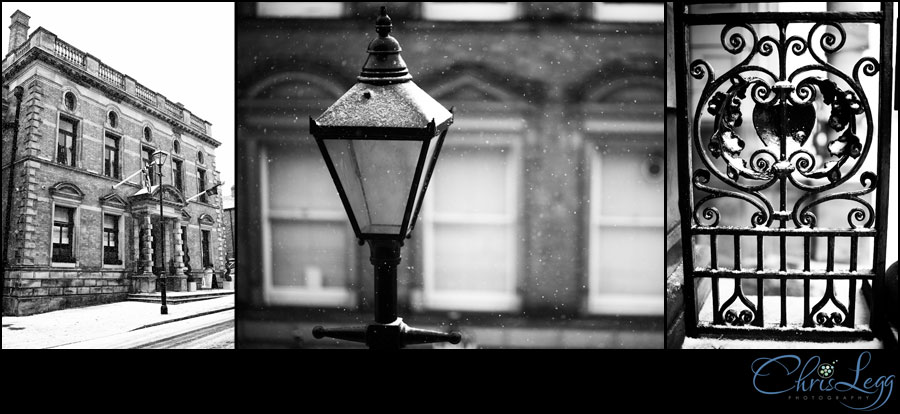 Snowy scenes for a wedding at the Cathedral Quarter Hotel in Derby