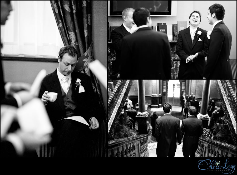 Groom and his groomsmen prepare for the big day